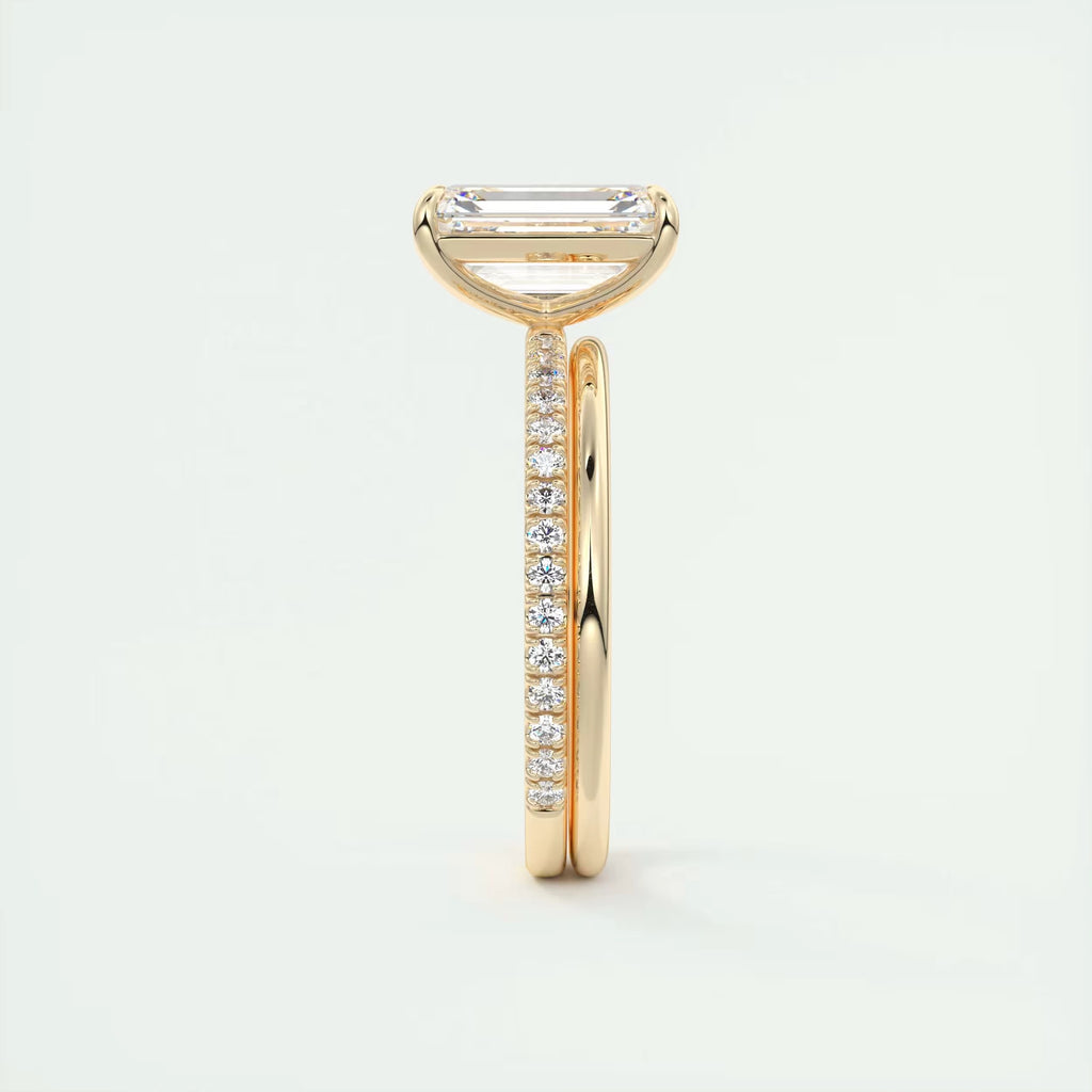 2.25 Ct Harper Pavé Center Stone Emerald with 1.5mm French Set Pavé Ring