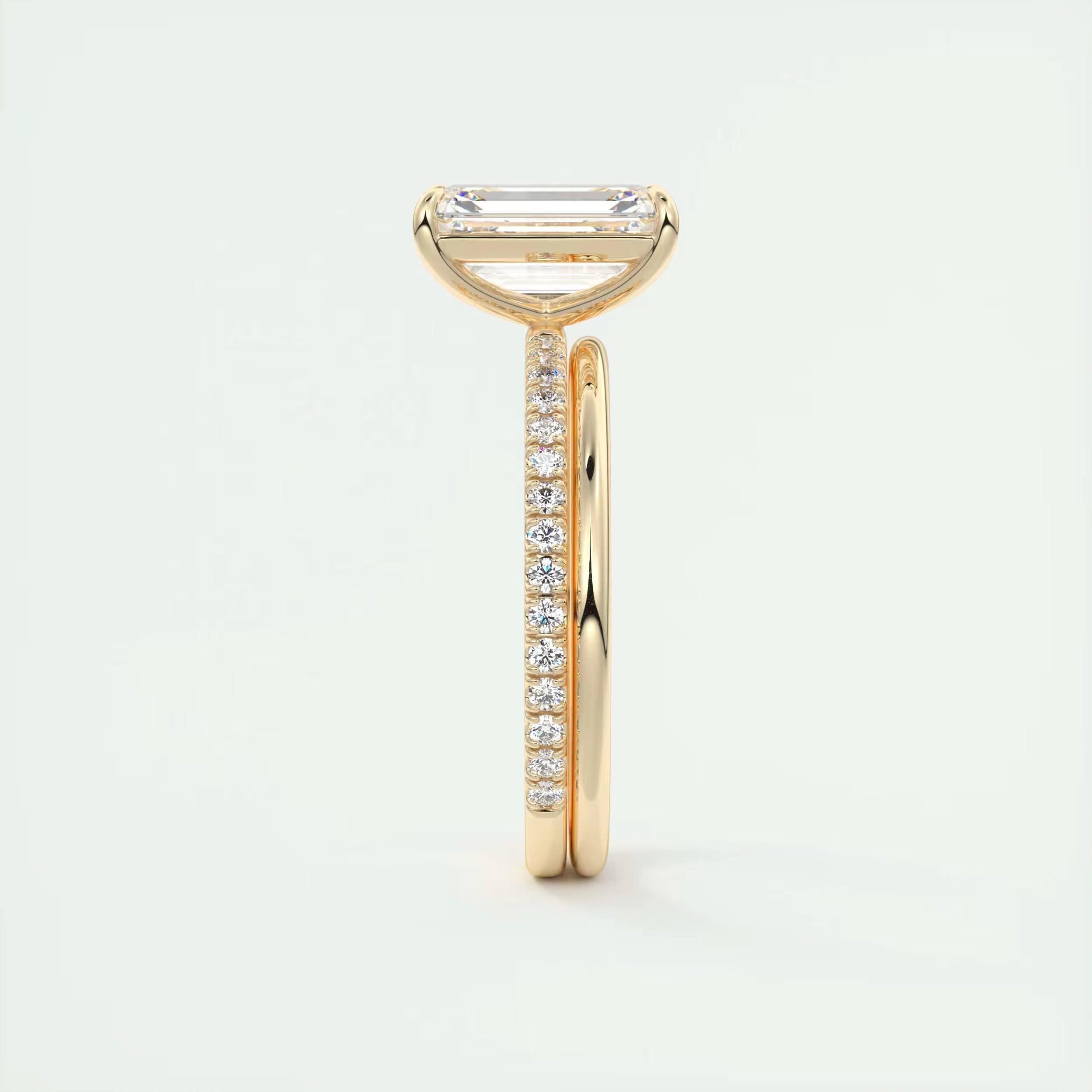 2.25 Ct Harper Pavé Center Stone Emerald with 1.5mm French Set Pavé Ring