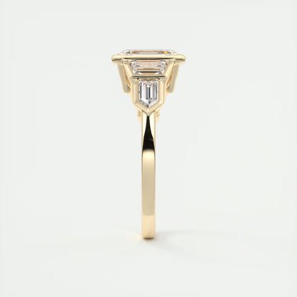 2.16 Ct The Deco Bullet & Trapezoid &Emerald - The Deco Five Stone Ring Engagement Rings