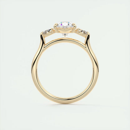2.50 Ct Breezy Pears Oval Solitaire Side Stone Rings