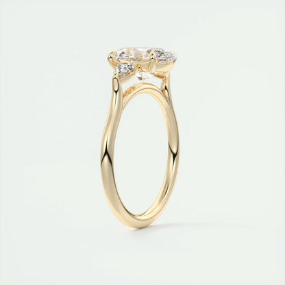 2.50 Ct Breezy Pears Oval Solitaire Side Stone Rings