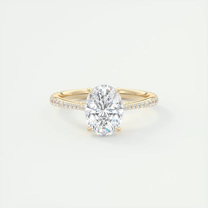 1.85 Ct Cathedral Royale Pavé Oval Floral Solitaire Ring
