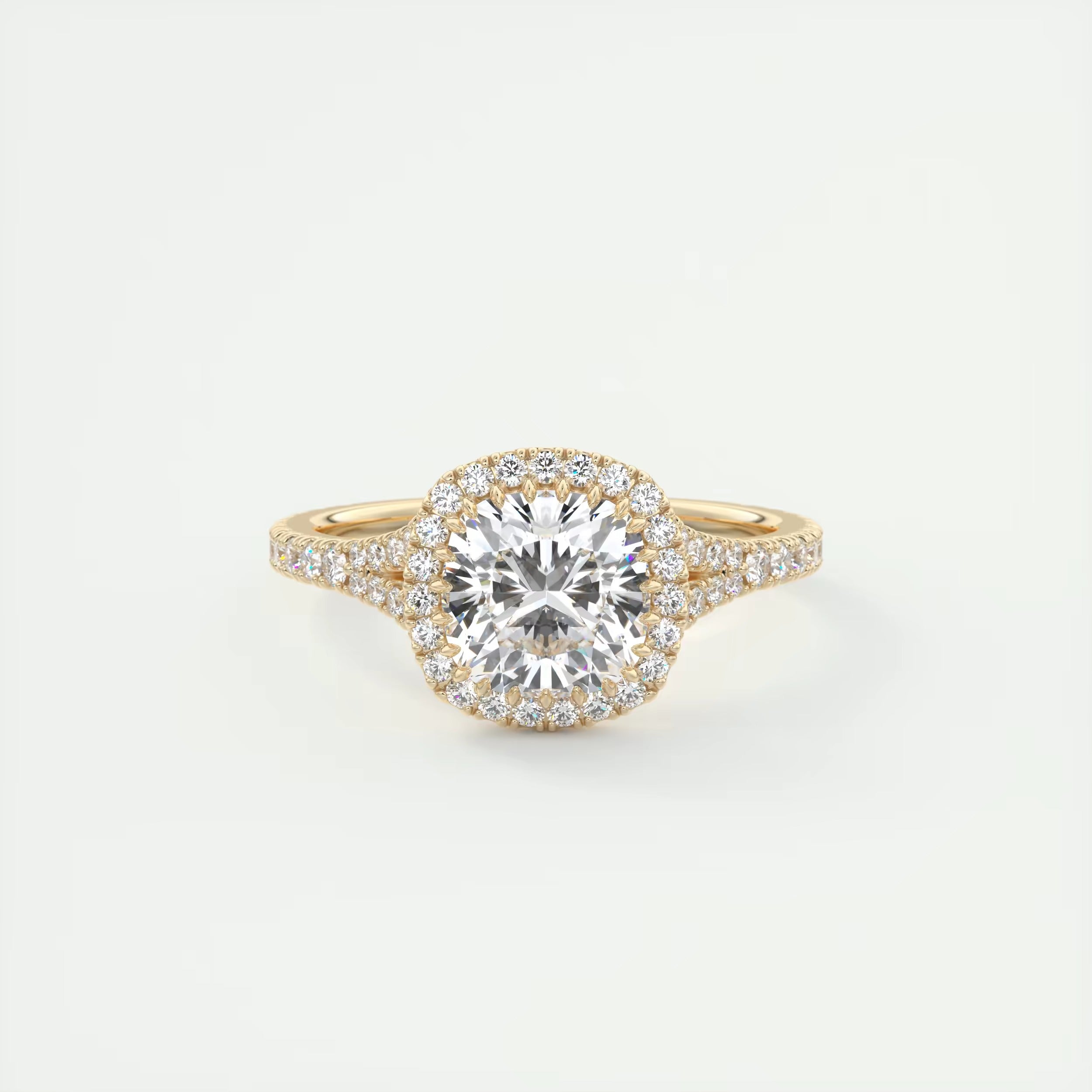 2.50 Ct The French Halo Cushion Cut Diamond with Miniature Prongs  french pavé Ring