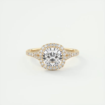 2.50 Ct The French Halo Cushion Cut Diamond with Miniature Prongs  french pavé Ring