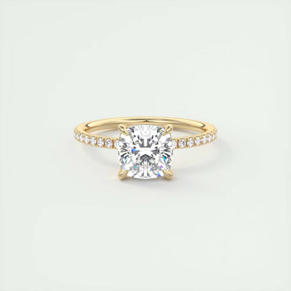 2.25 Ct Harper Pavé Cushion Center with 1.5mm French Set Pavé Ring