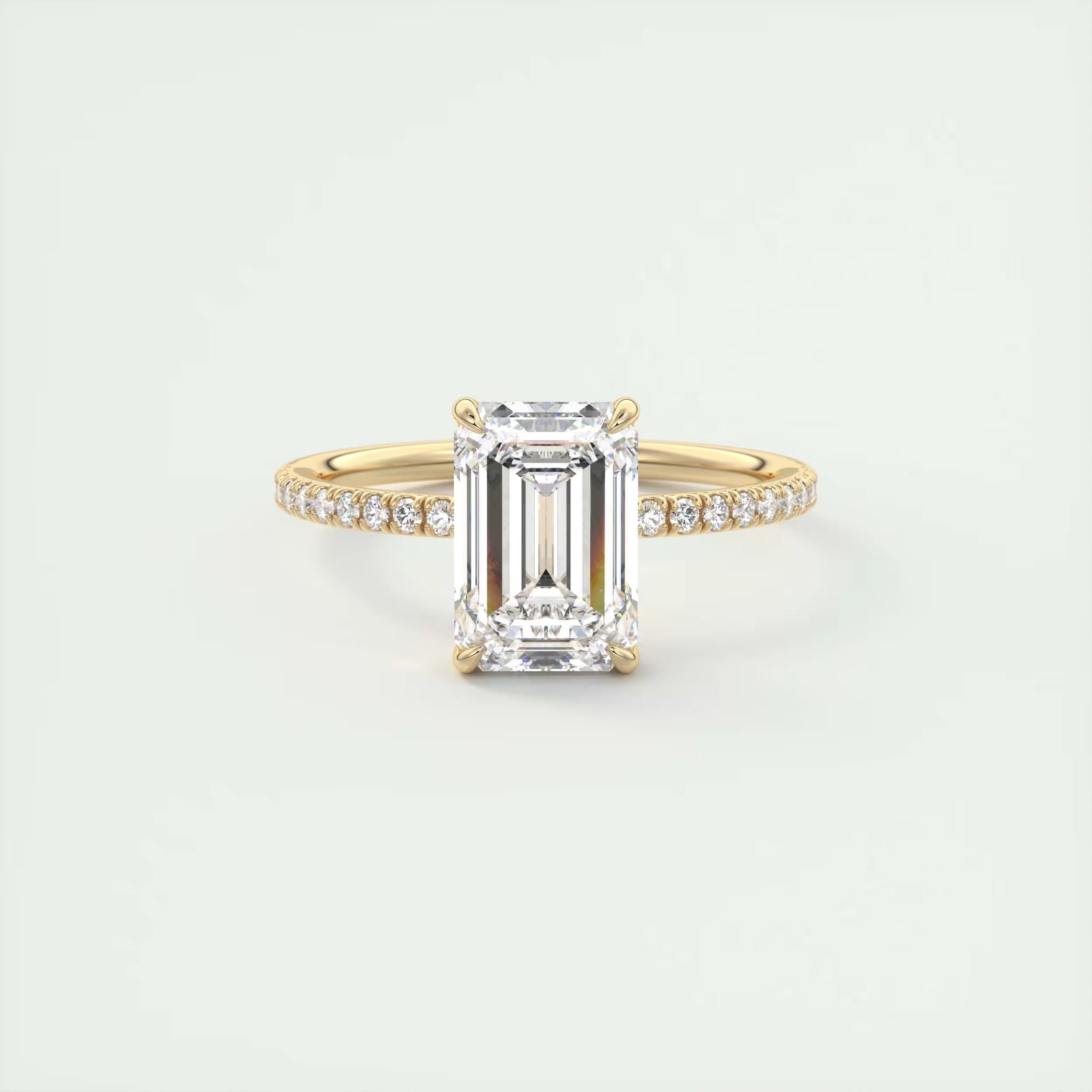 2.25 Ct Harper Pavé Center Stone Emerald with 1.5mm French Set Pavé Ring