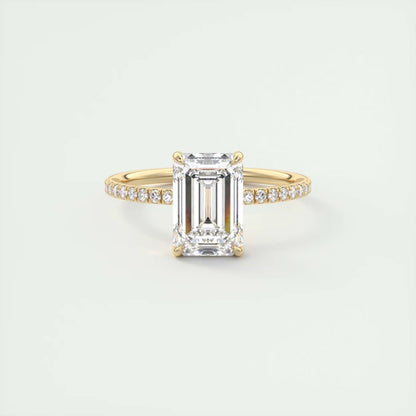 2.25 Ct Harper Pavé Emerald Center with 1.5mm French Set Pavé Ring