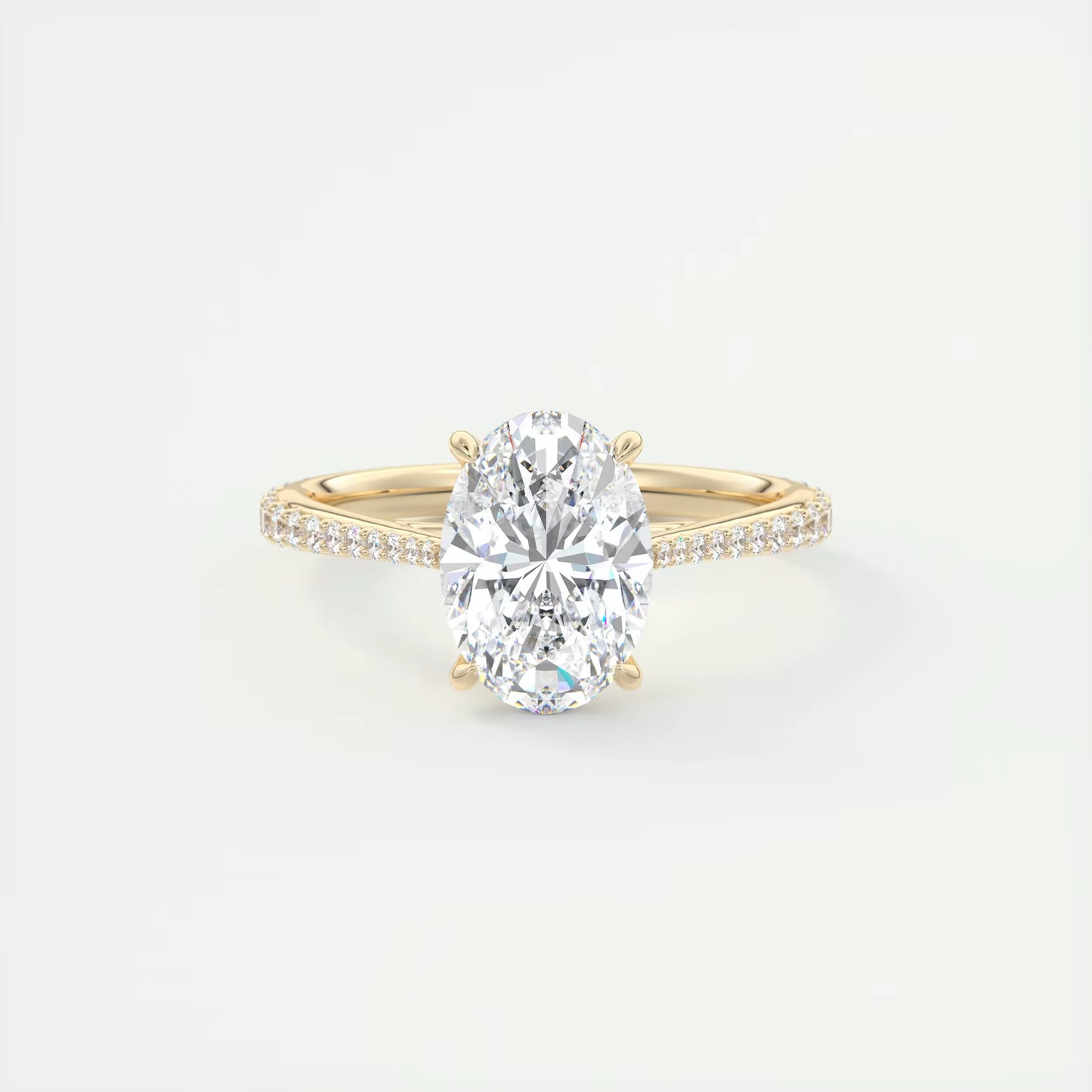 2.30 Ct The Cathedral Pavé Oval Solitaire Cathedral Pavé Setting Ring