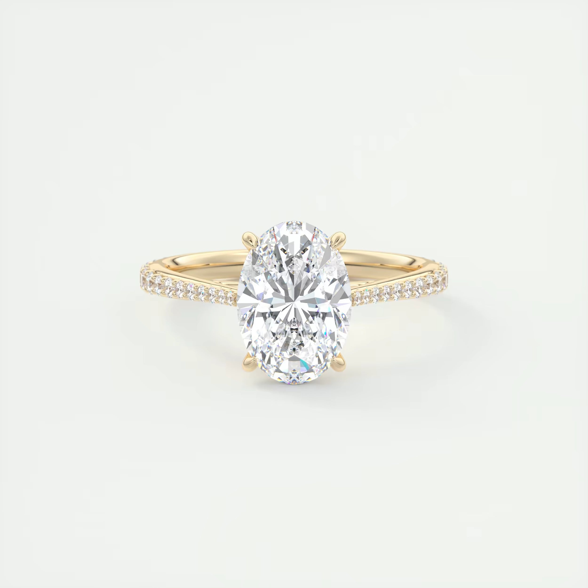 2.30 Ct The Cathedral Pavé Oval Solitaire Cathedral Pavé Setting Ring