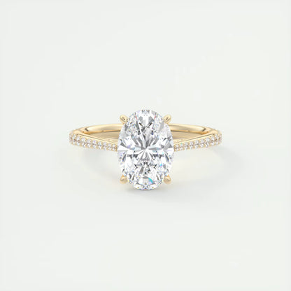 2.30 Ct The Cathedral Pavé Oval Solitaire Cathedral Pavé Setting Ring