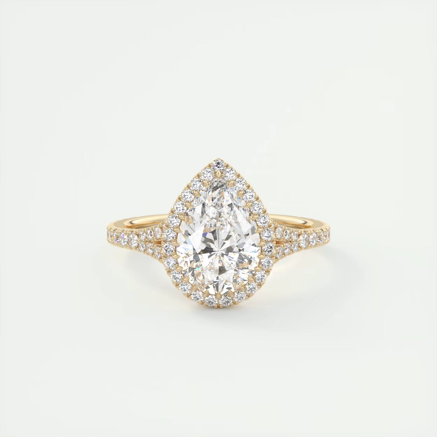 2.70 Ct The French Halo Pear Cut Diamond with Miniature Prongs Ring