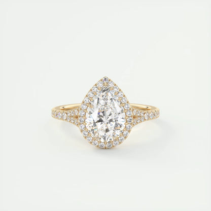 2.70 Ct The French Halo Pear Cut Diamond with Miniature Prongs Ring