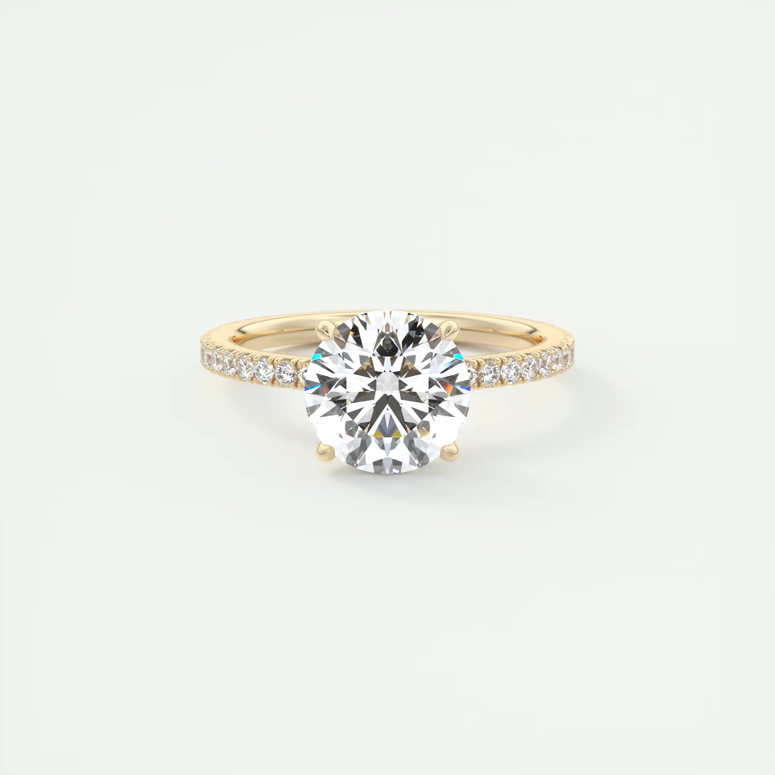 2.50 Ct Round Solitaire Ring with 3/4 French Set Pave & Hidden Halo Engagement Rings