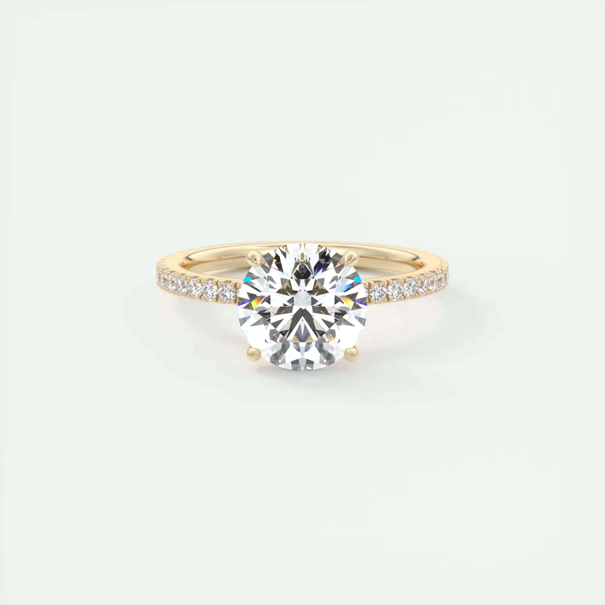 2.25 Ct Harper Classic Pavé Round Solitaire Pavé Setting Rings