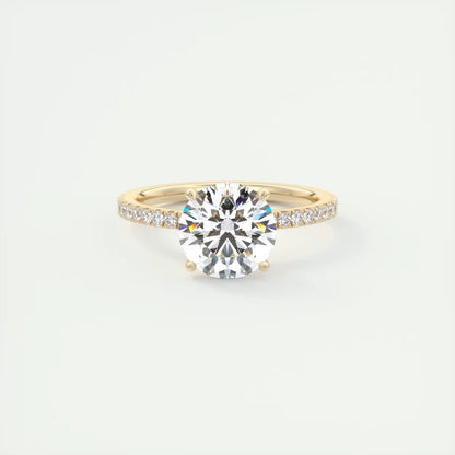 2.25 Ct Harper Classic Pavé Round Solitaire Pavé Setting Ring