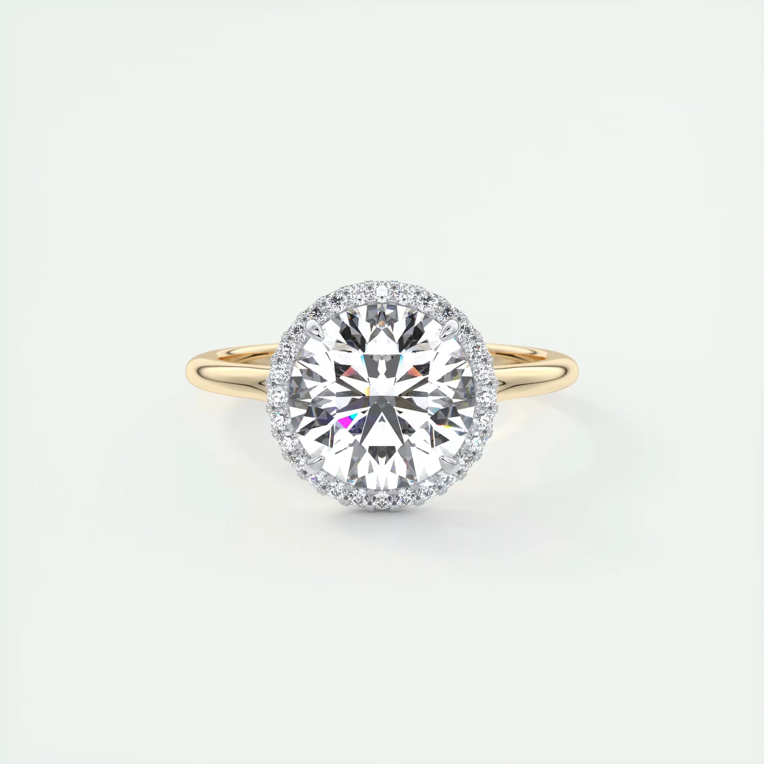 2.15 Ct The Breezy Halo Round Center with French Set Halo Rings