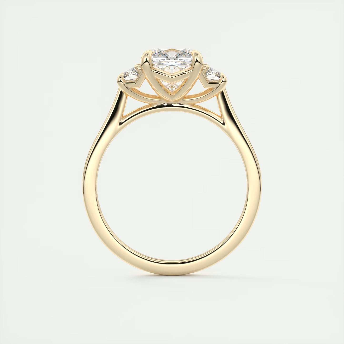 3.00 Ct The Nouveau Cushion &Trapezoid Three Stone Engagement Rings