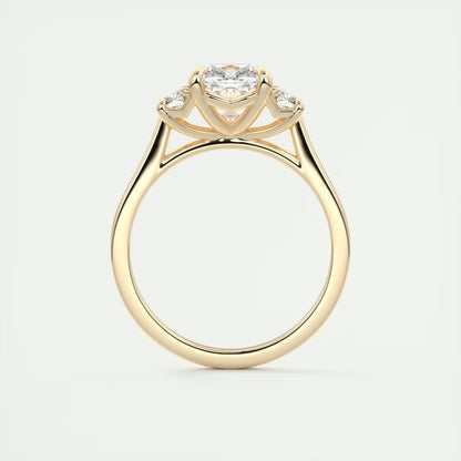 3.00 Ct The Nouveau Cushion &Trapezoid Three Stone Engagement Rings