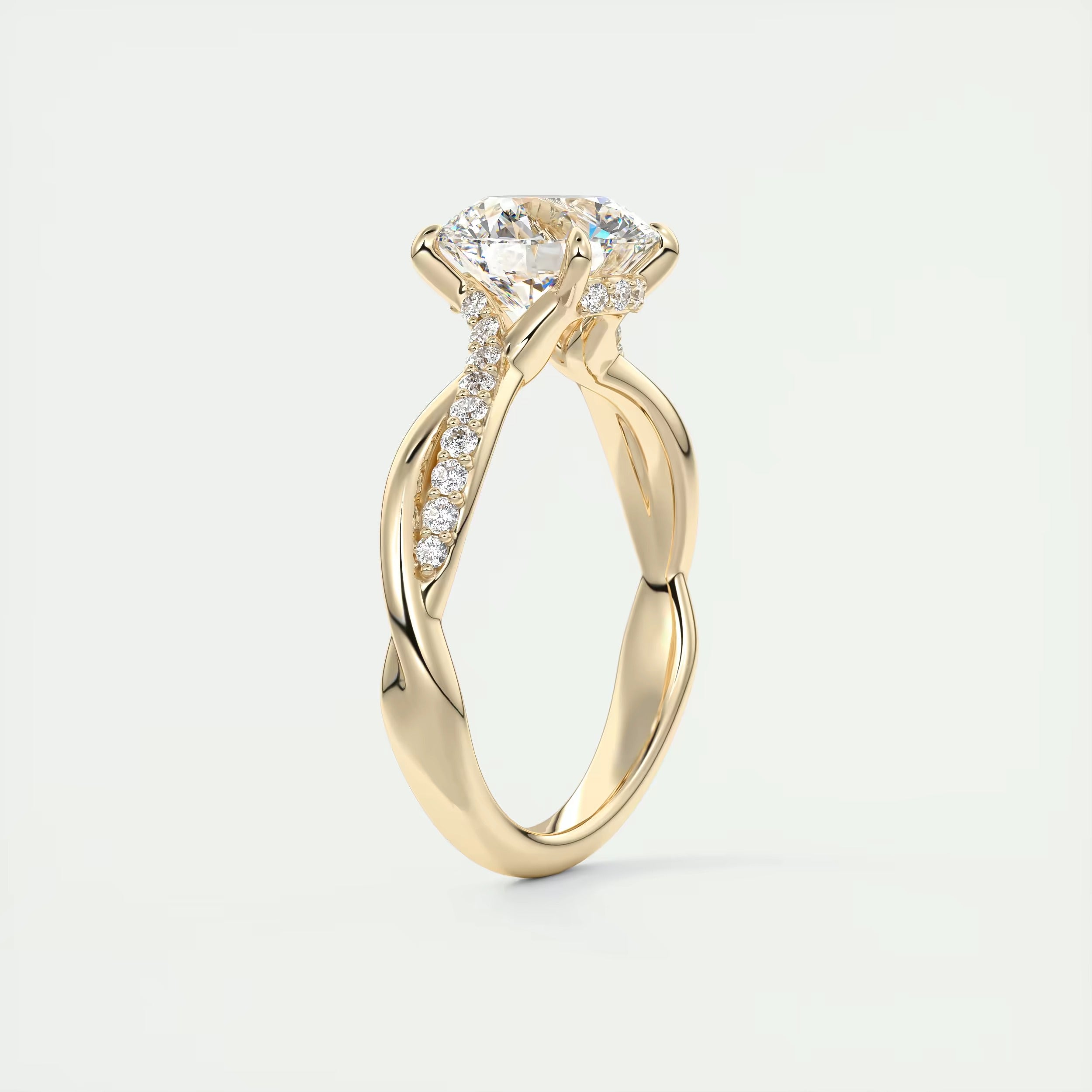 2.15 Ct The Knot Pave Round Interwoven Solitaire Rings