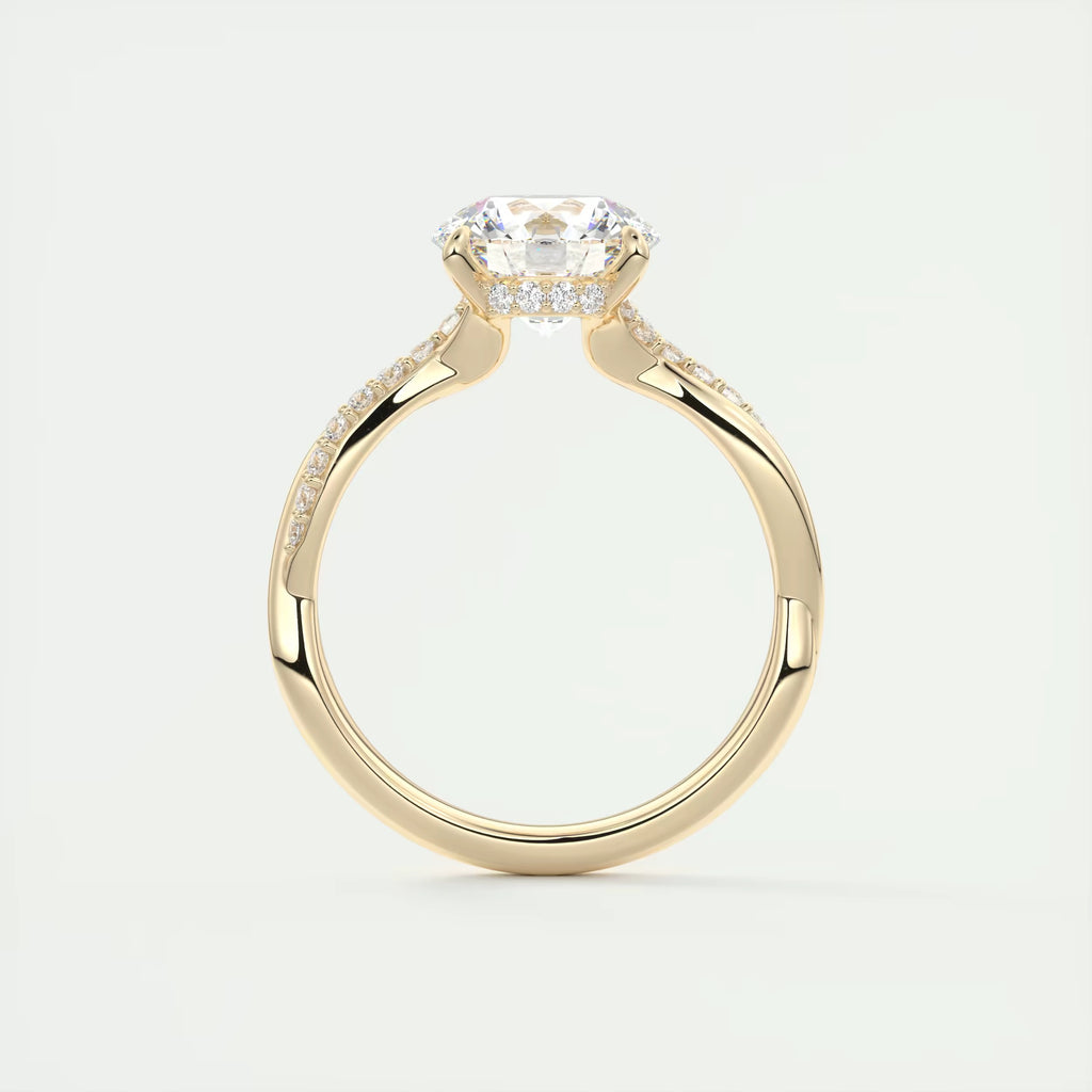 2.15 Ct The Knot Pave Round Interwoven Solitaire Rings