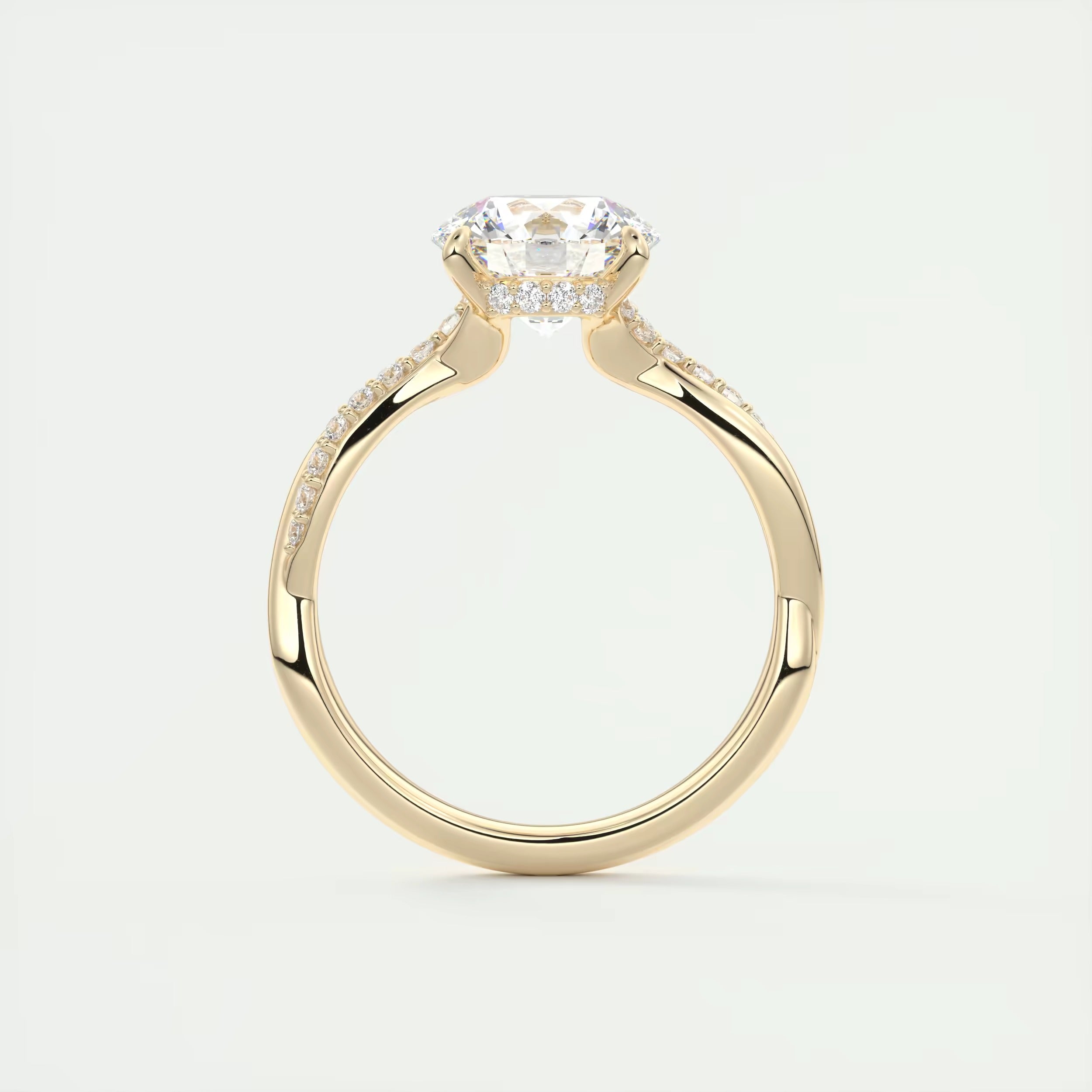 2.15 Ct The Knot Pave Round Interwoven Solitaire Rings