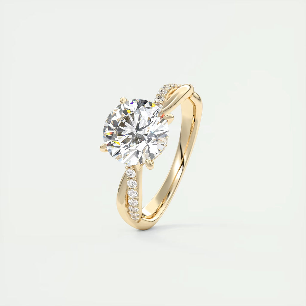 2.15 Ct The Knot Pave Round Interwoven Solitaire Rings