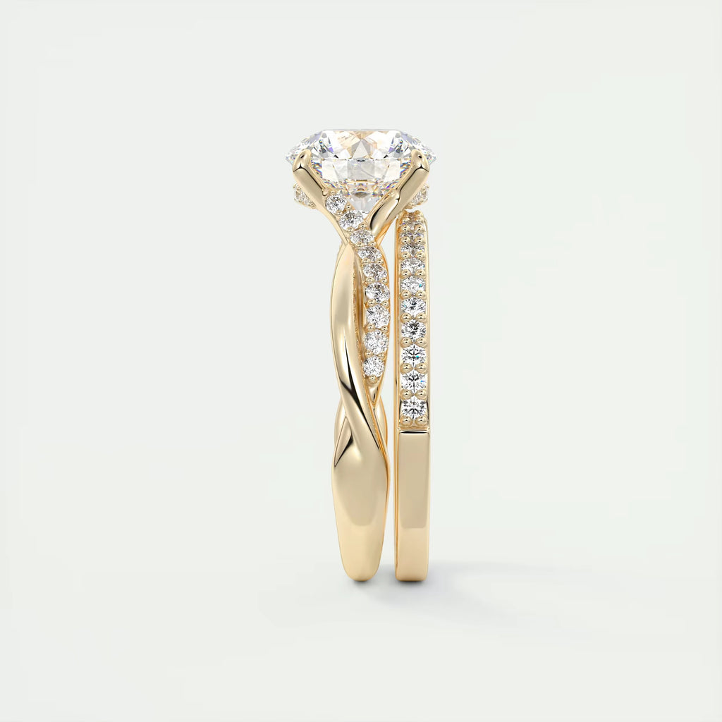 2.15 Ct The Knot Pave Round Interwoven Solitaire Rings