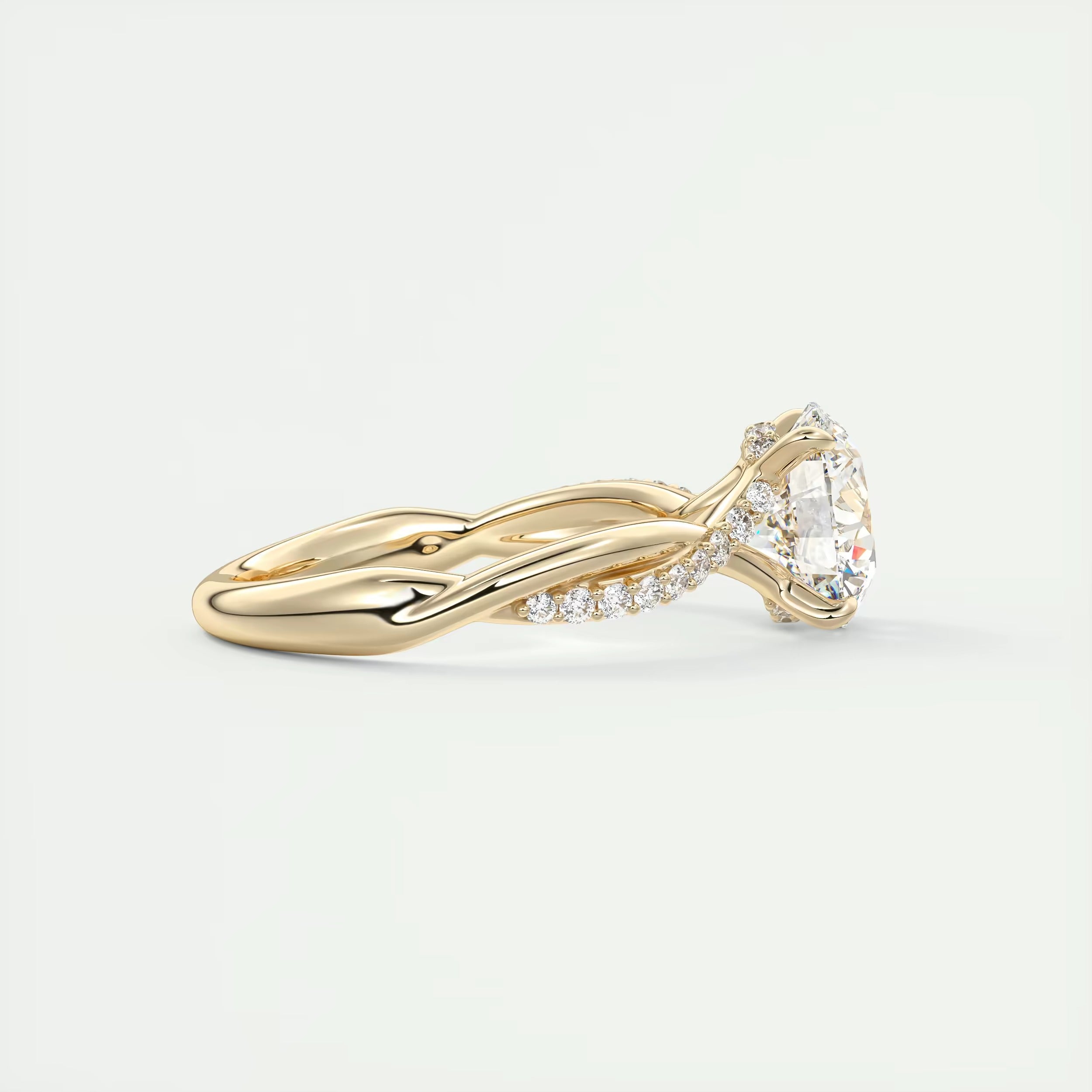 2.15 Ct The Knot Pave Round Interwoven Solitaire Rings