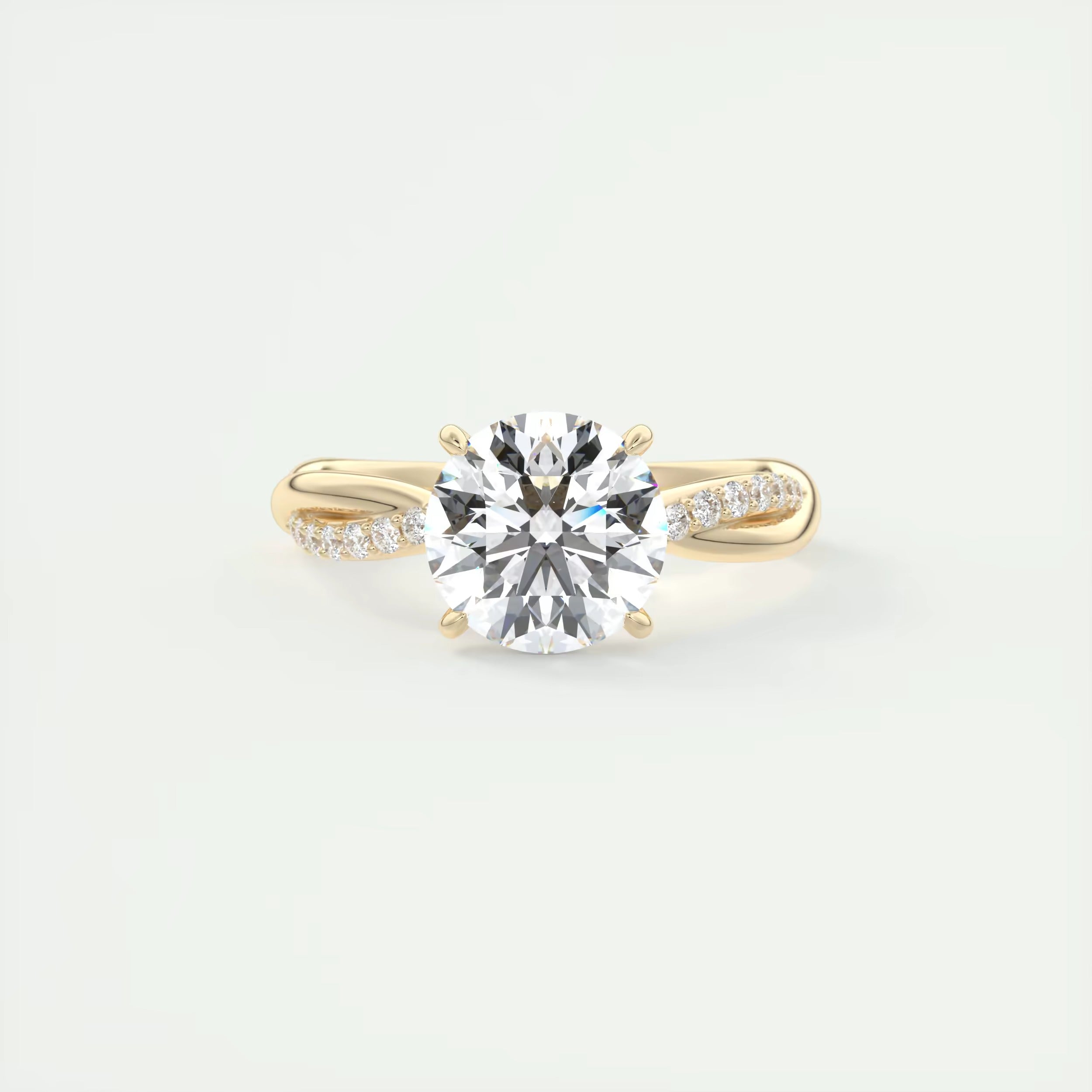 2.15 Ct The Knot Pave Round Interwoven Solitaire Rings