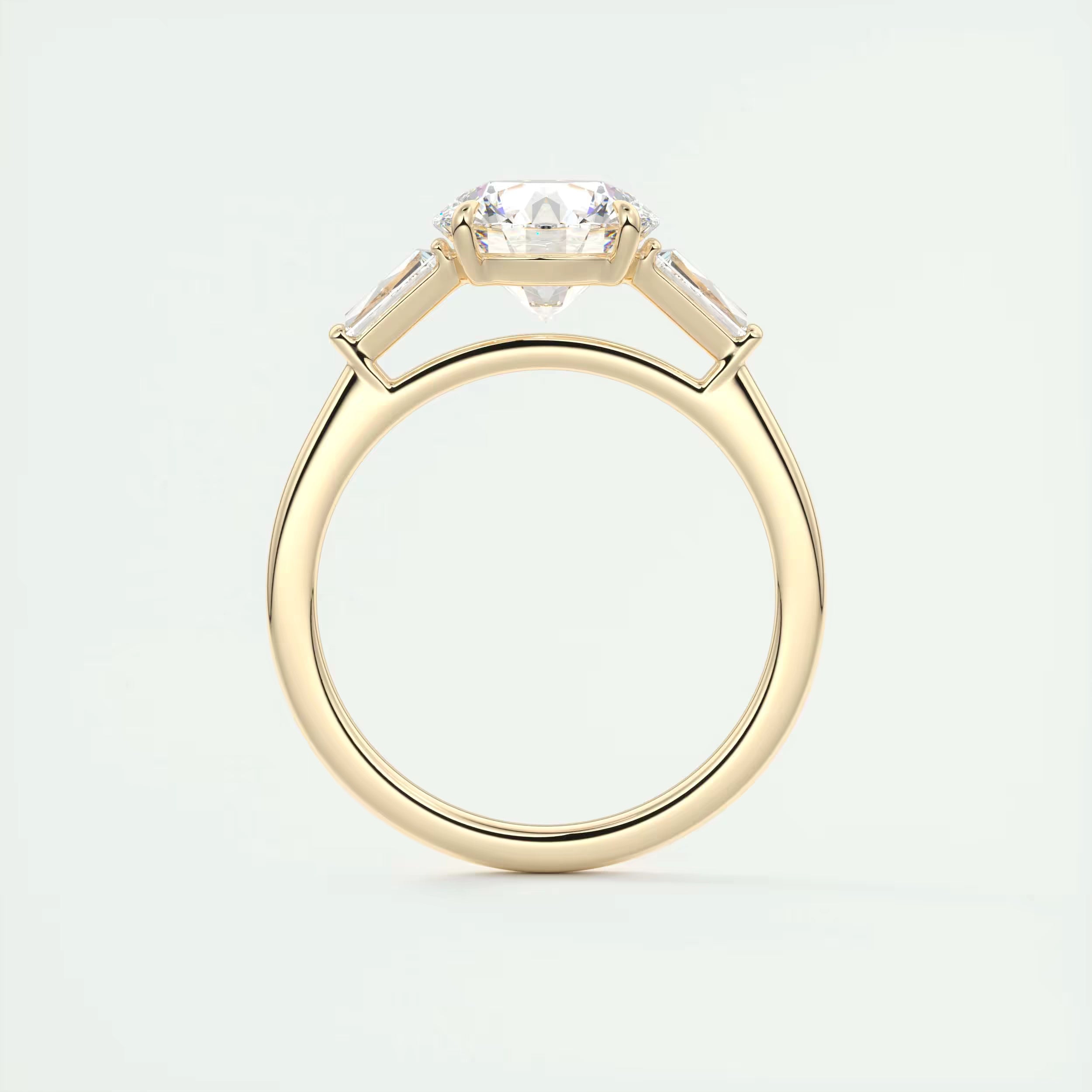 2.50Ct  Round Tapered Baguettes Diamond Solitaire Ring Engagement Ring