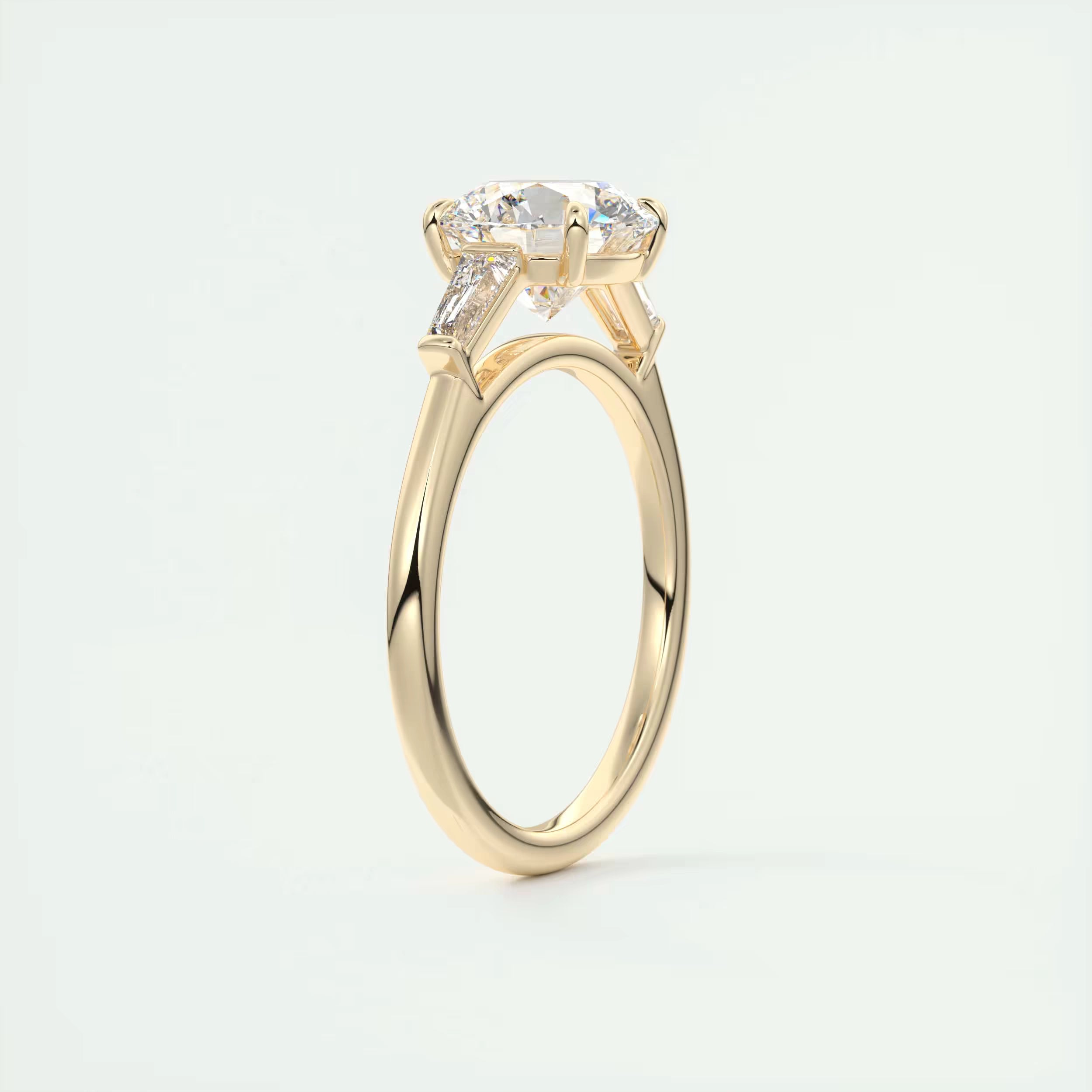 2.50 Ct  Round Tapered Baguettes Diamond Solitaire Ring Engagement Ring