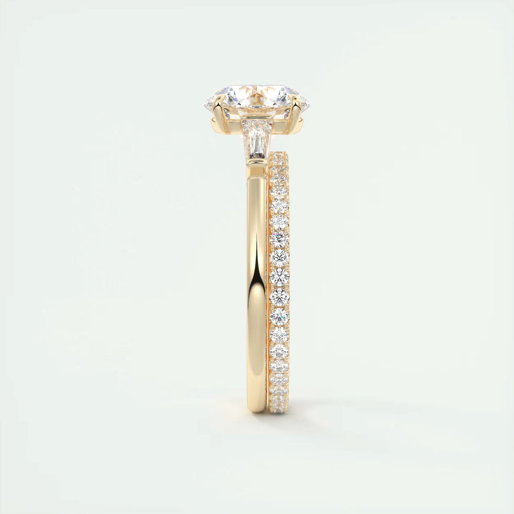 2.50Ct  Round Tapered Baguettes Diamond Solitaire Ring Engagement Ring