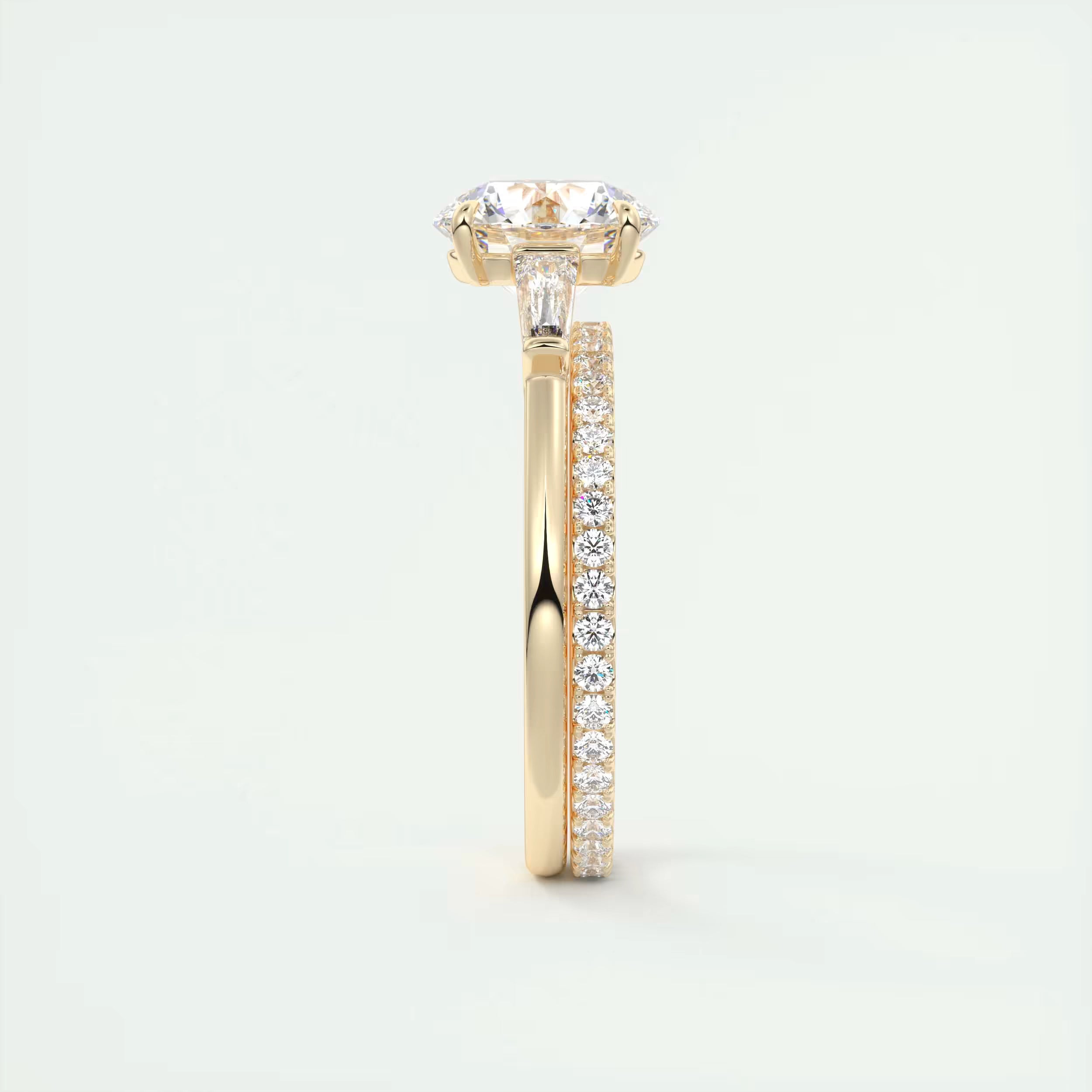 2.50Ct  Round Tapered Baguettes Diamond Solitaire Ring Engagement Ring