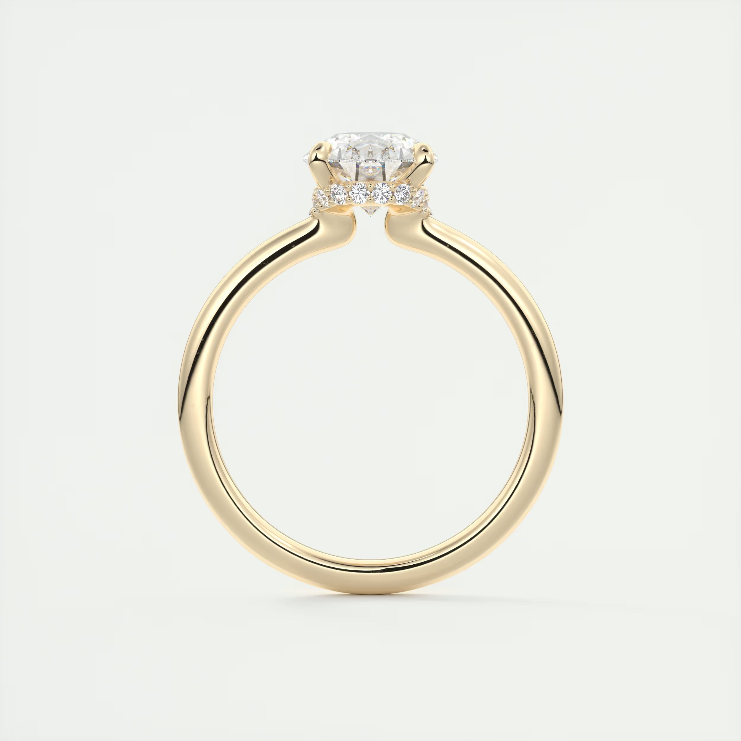 2.10 Ct Plunge Hidden Halo Center Stone Pear & Side Stone Round- Low Profile with Diamond Details Engagement Rings