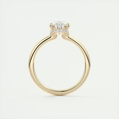 2.10 Ct Plunge Hidden Halo Pear - Low Profile with Diamond Details Engagement Rings
