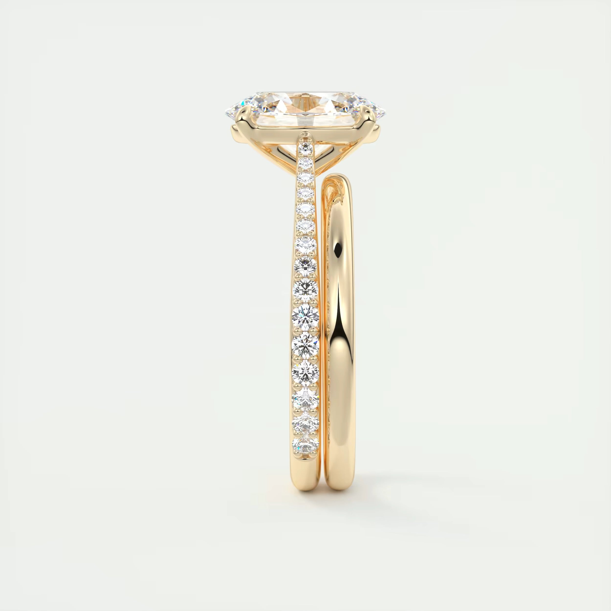 2.30 Ct The Cathedral Pavé Oval Solitaire Cathedral Pavé Setting Ring