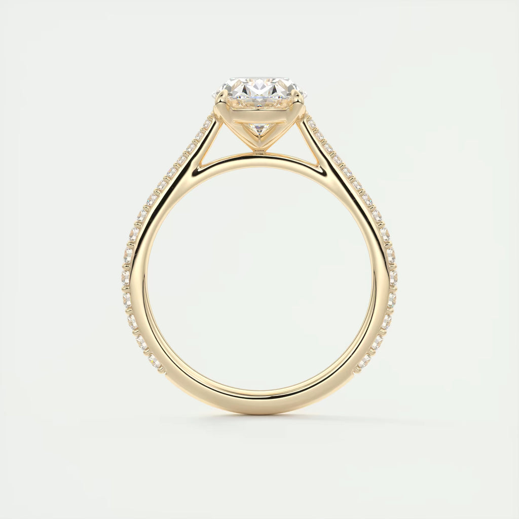 2.30 Ct The Cathedral Pavé Oval Solitaire Cathedral Pavé Setting Ring