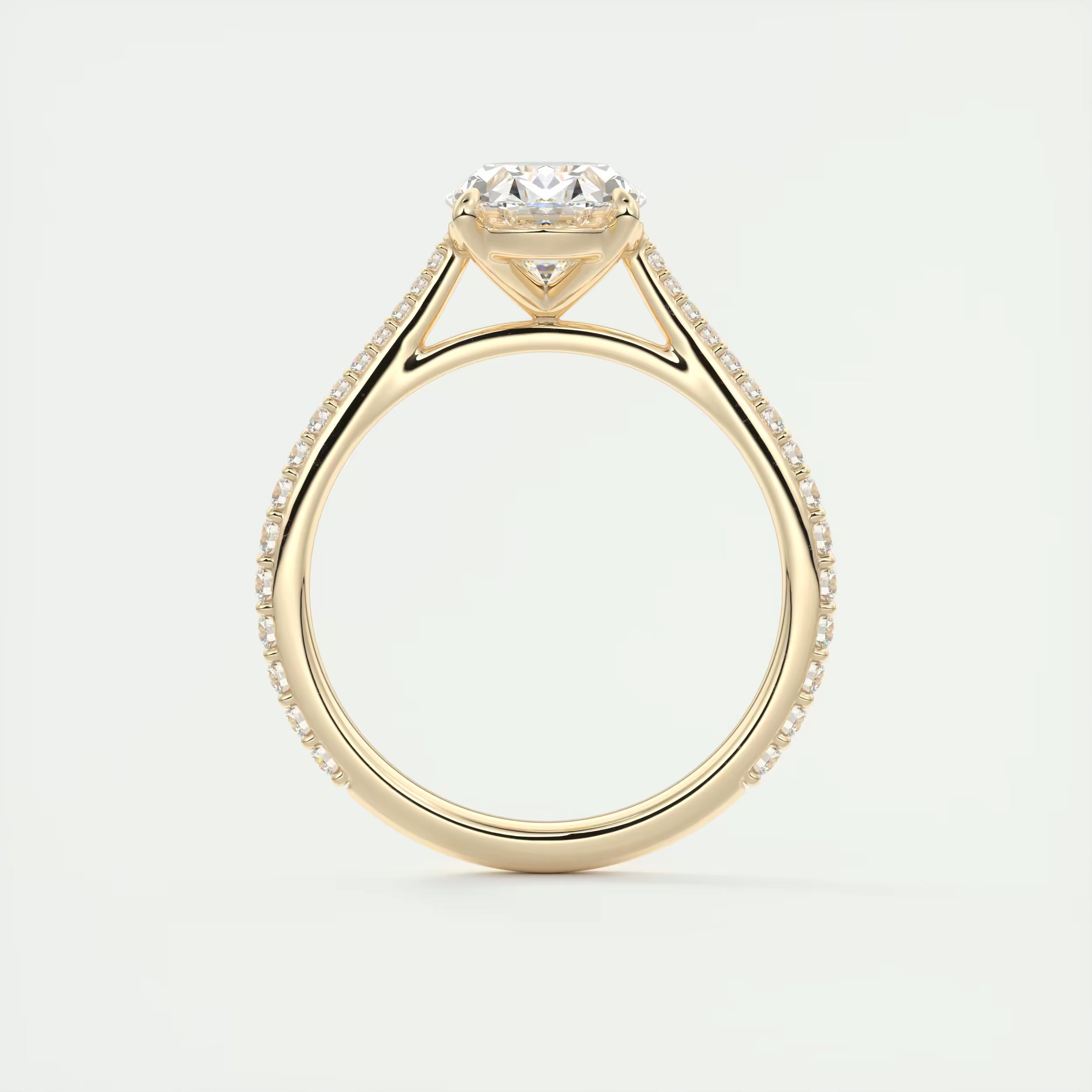 2.30 Ct The Cathedral Pavé Oval Solitaire Cathedral Pavé Setting Ring