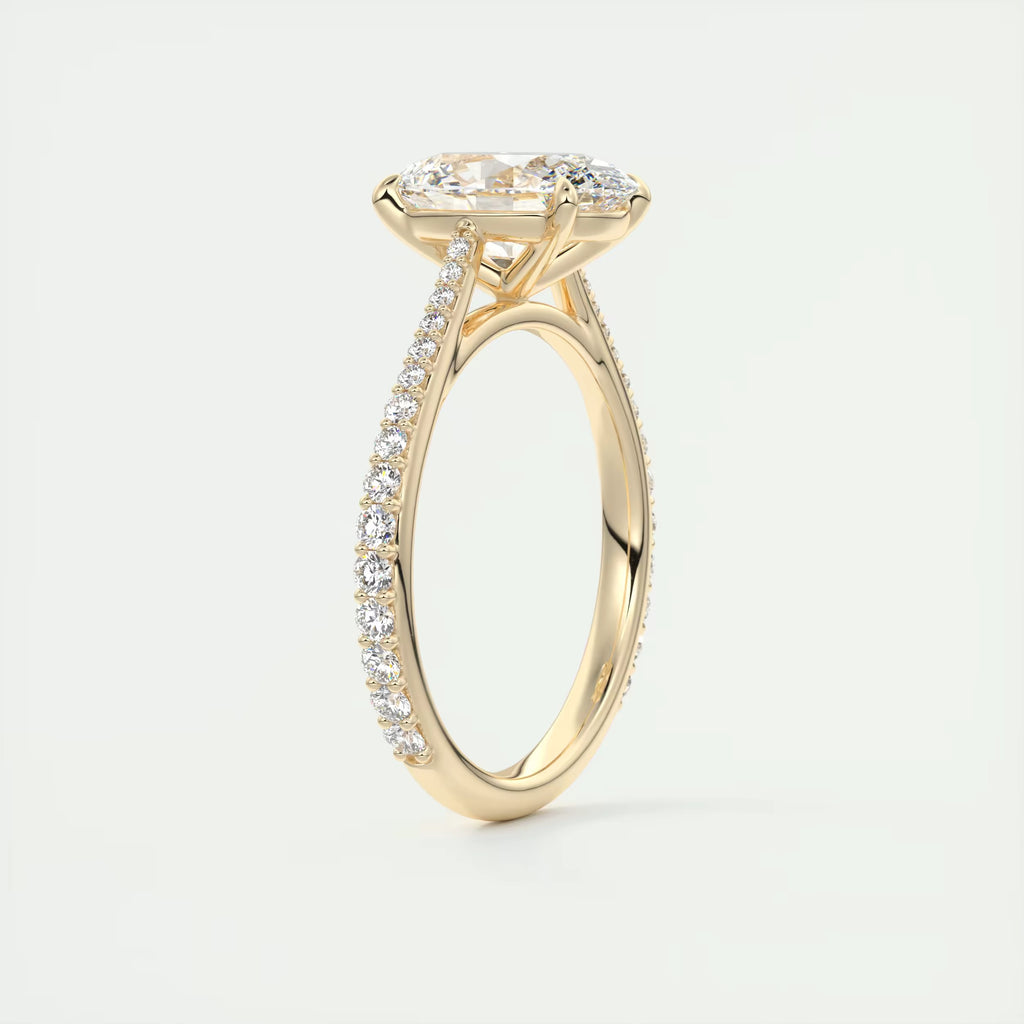 2.30 Ct The Cathedral Pavé Oval Solitaire Cathedral Pavé Setting Ring