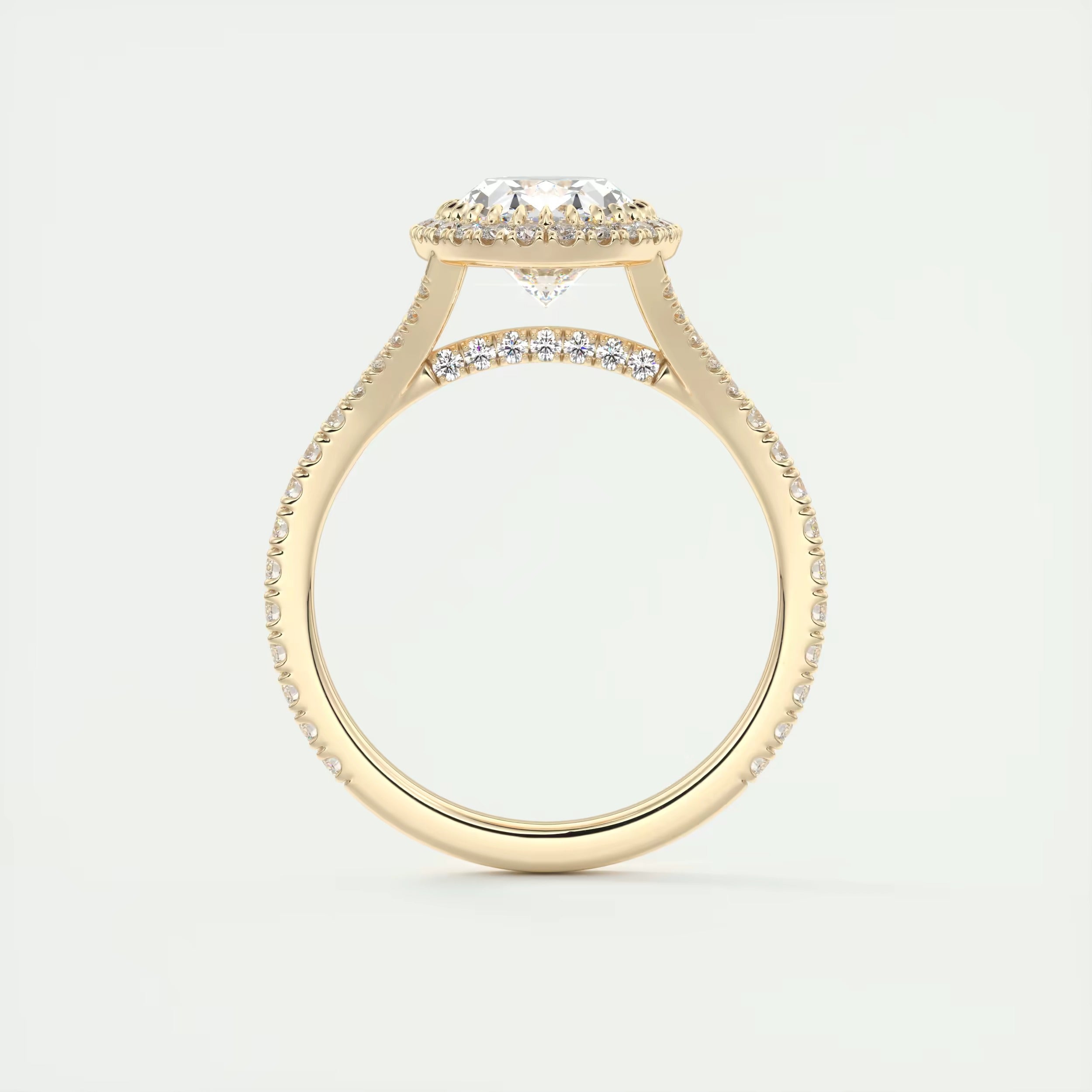 2.60 Ct The French Halo Oval Cut Diamond with Miniature Prongs Ring