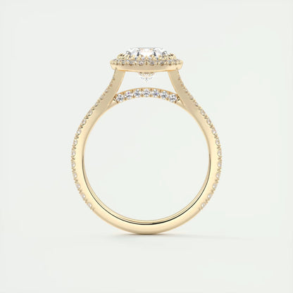 2.50 Ct The French Halo Oval Cut Diamond with Miniature Prongs Ring