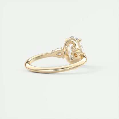 2.25 Ct Plunge Oval & Pears Three Stone Engagement Rings