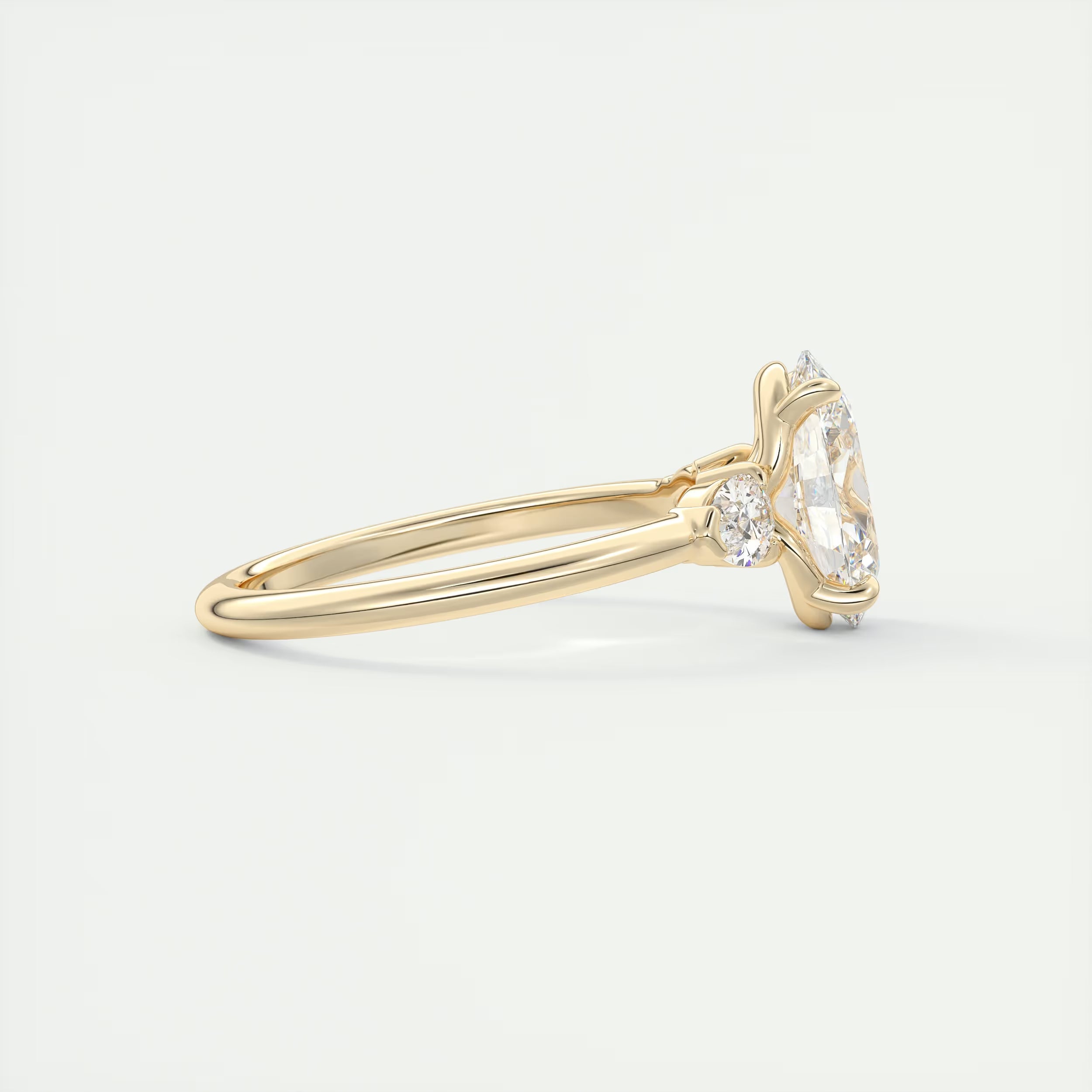 2.25 Ct Plunge Center Stone Oval & Side Stone Pear Engagement Rings