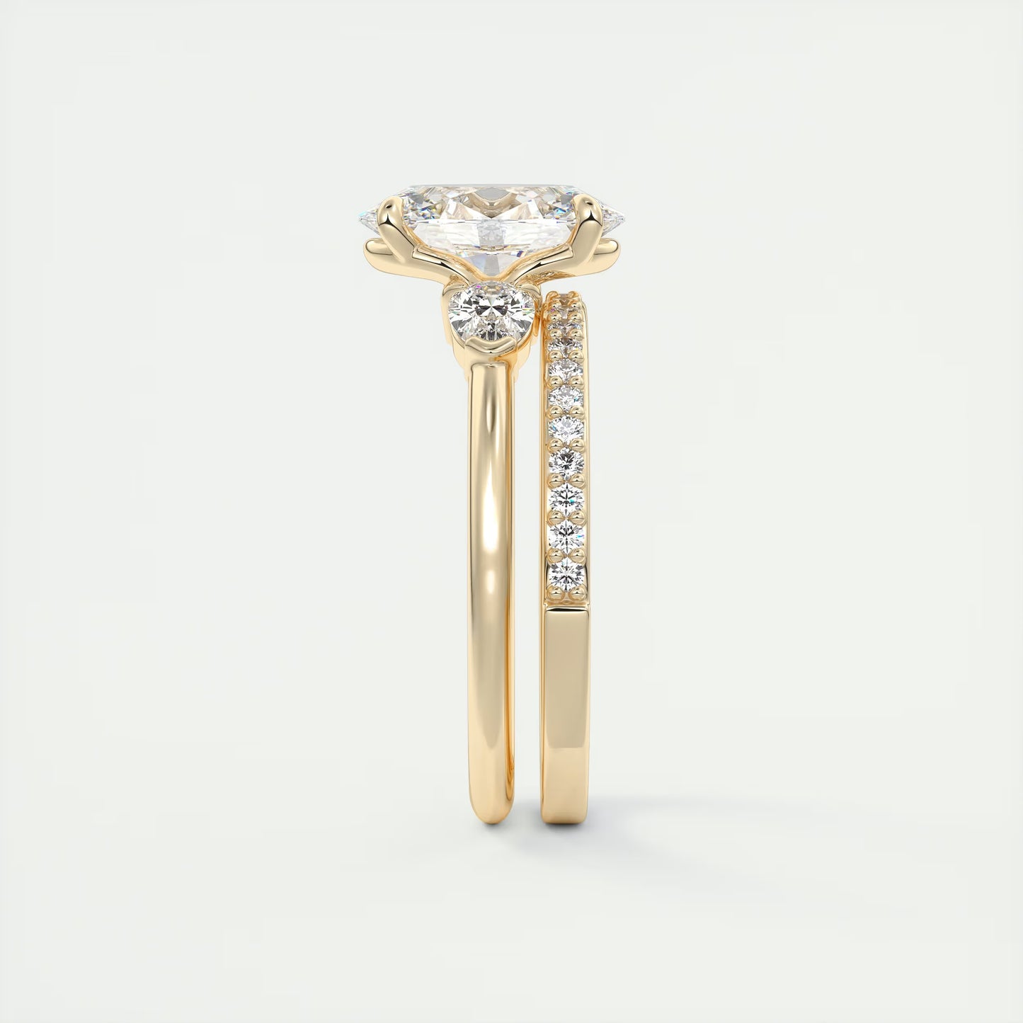 2.25 Ct Plunge Oval & Pears Three Stone Engagement Rings