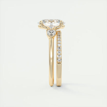 2.25 Ct Plunge Oval & Pears Three Stone Engagement Rings