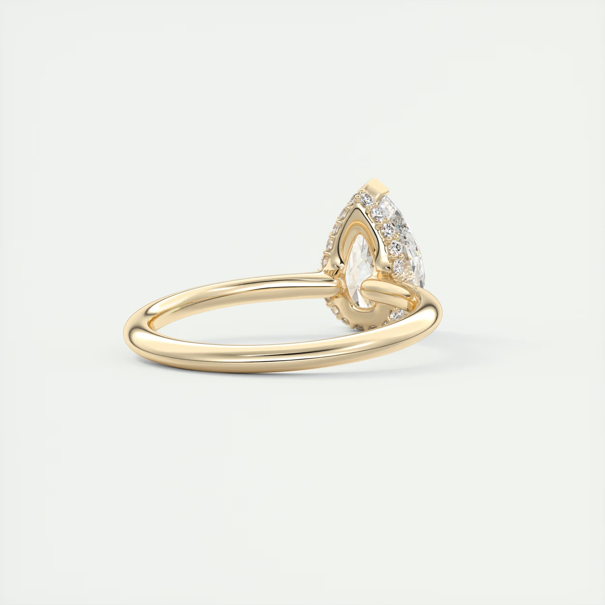2.10 Ct Plunge Hidden Halo Center Stone Pear & Side Stone Round- Low Profile with Diamond Details Engagement Rings