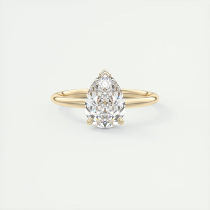 2.10 Ct Plunge Hidden Halo Pear - Low Profile with Diamond Details Engagement Rings