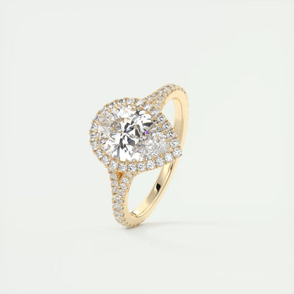 2.70 Ct The French Halo Pear Cut Diamond with Miniature Prongs Ring