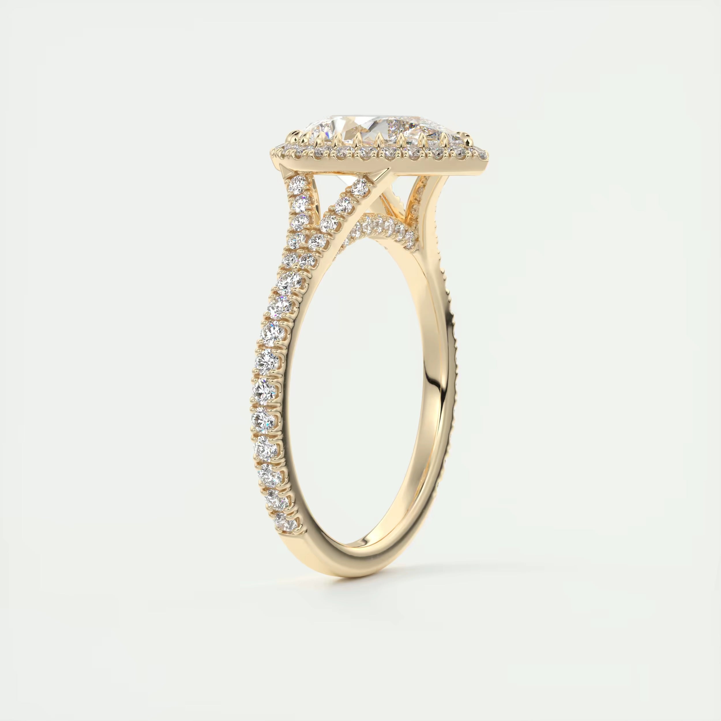 2.70 Ct The French Halo Center Stone Pear & Side Stone Round Cut Diamond with Miniature Prongs Ring