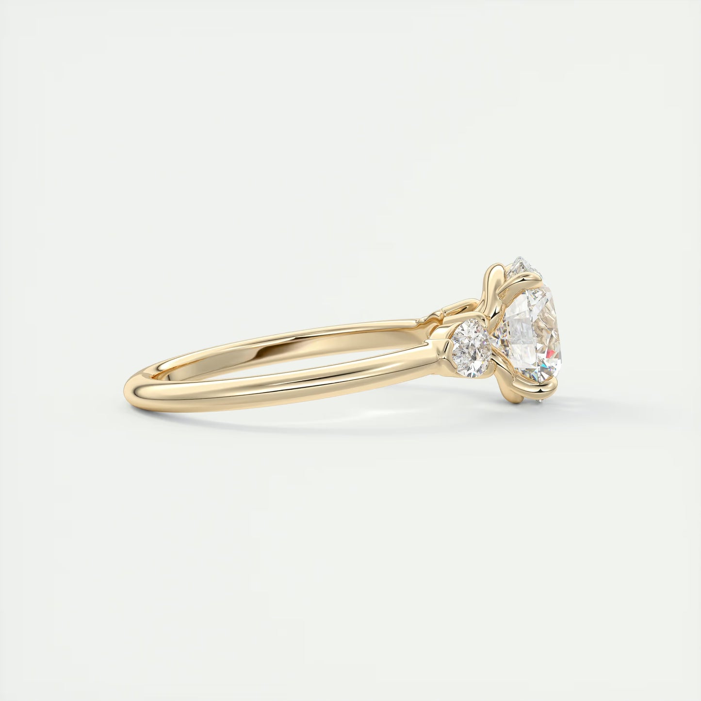 2.25 Ct Plunge Round & Pears Three Stone Engagement Rings